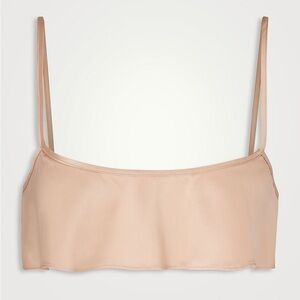 SKIMS Woven Shine Cropped Cami- Pink Sand Champagne Satin Tank